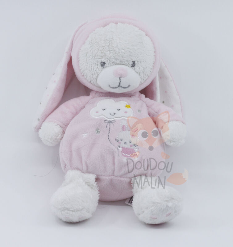 Max sax - peluche ours déguisé en lapin rose blanc nuage 25 cm 